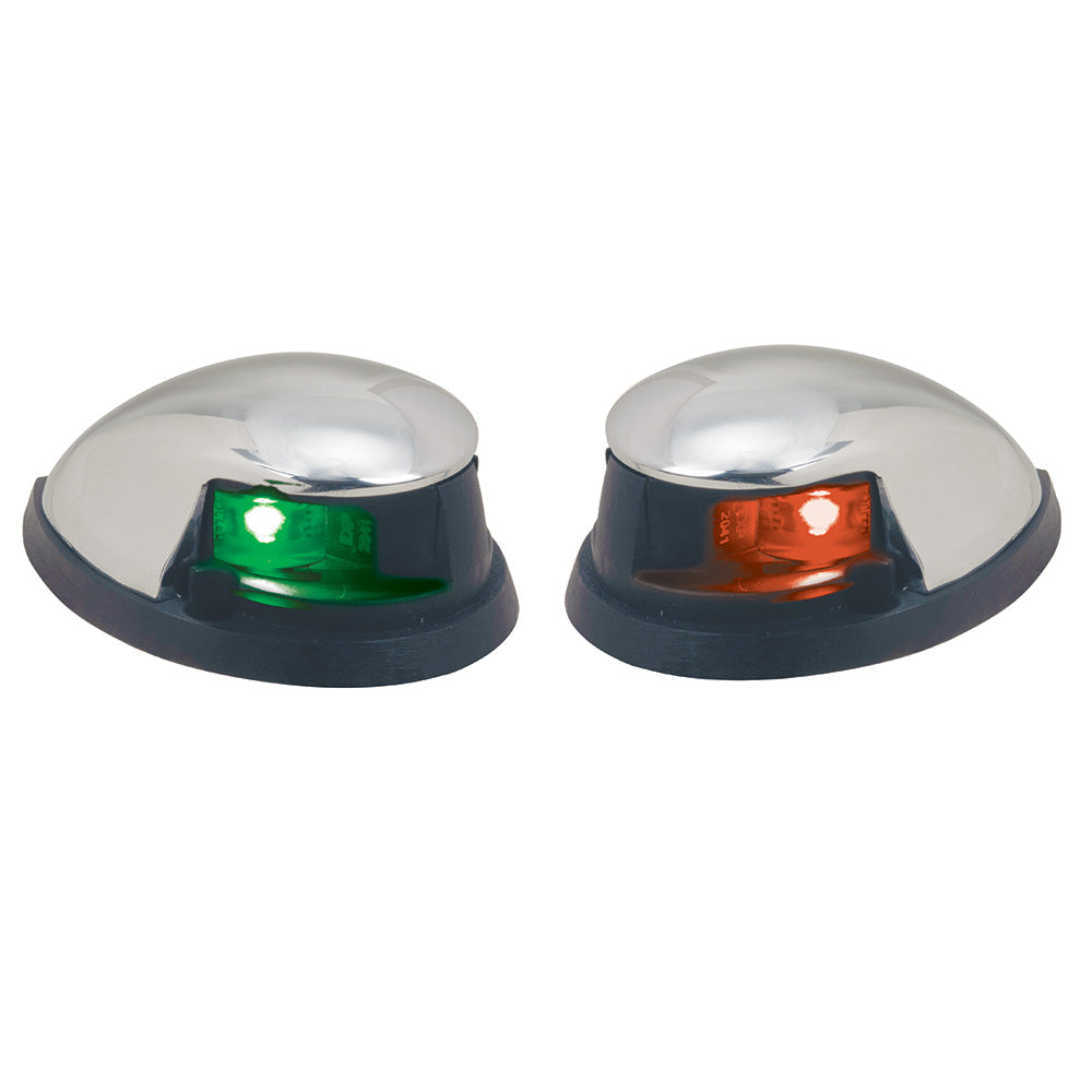Perko Red/Green Horizontal Mount Side Lights - Pair - Chrome Plated Zinc - Professional Marine & Fishing Gear