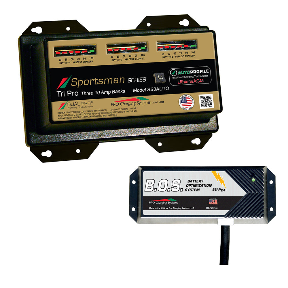 Dual Pro SS3 Auto 3 Bank Battery Charger w/3 Bank B.O.S. - Professional Marine & Fishing Gear