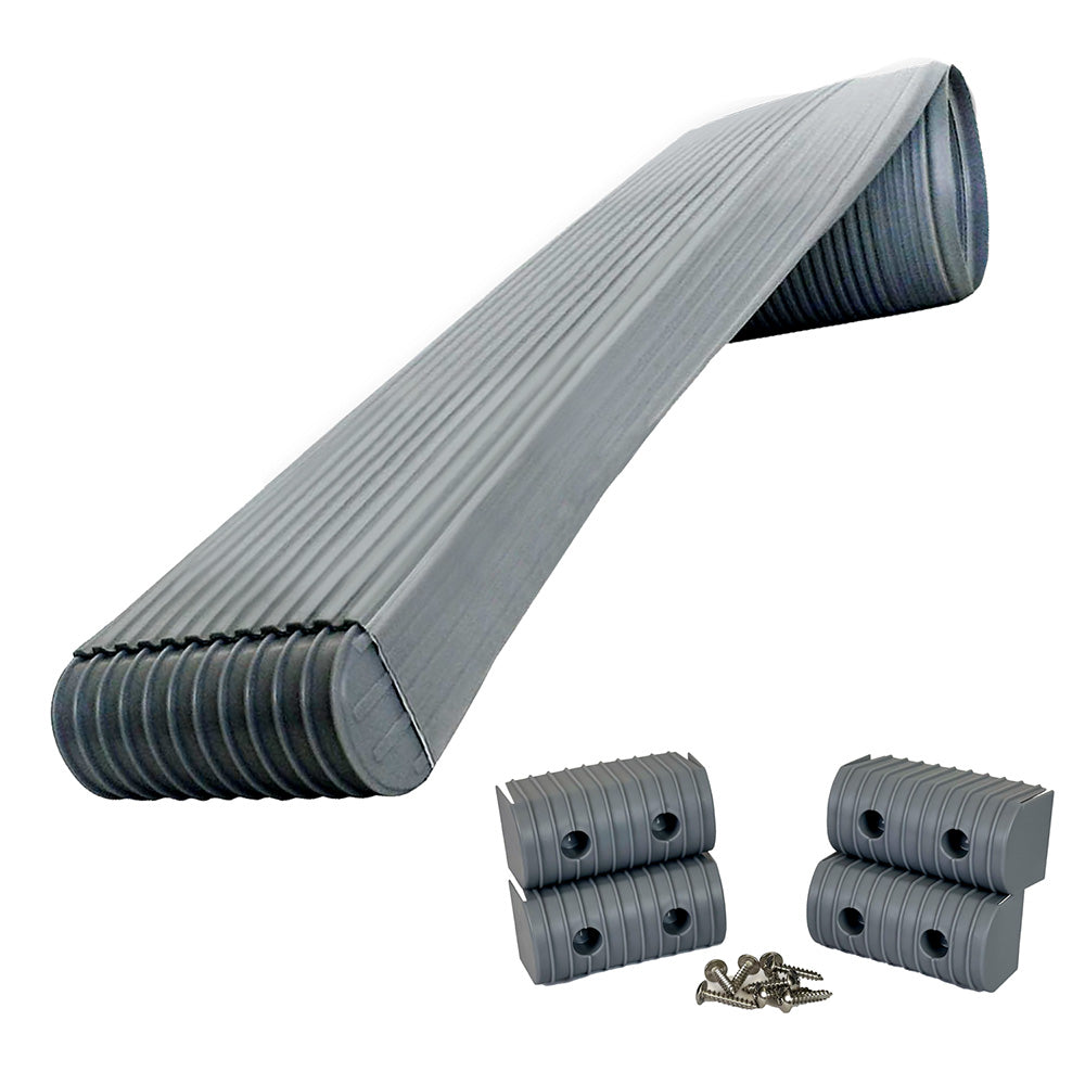 Caliber BunkWrap Kit - Grey 24' x 2" x 4" Roll + 4 Caps + HRDW Roll + 4 Endcaps Stainless Steel Hardware - Professional Marine & Fishing Gear
