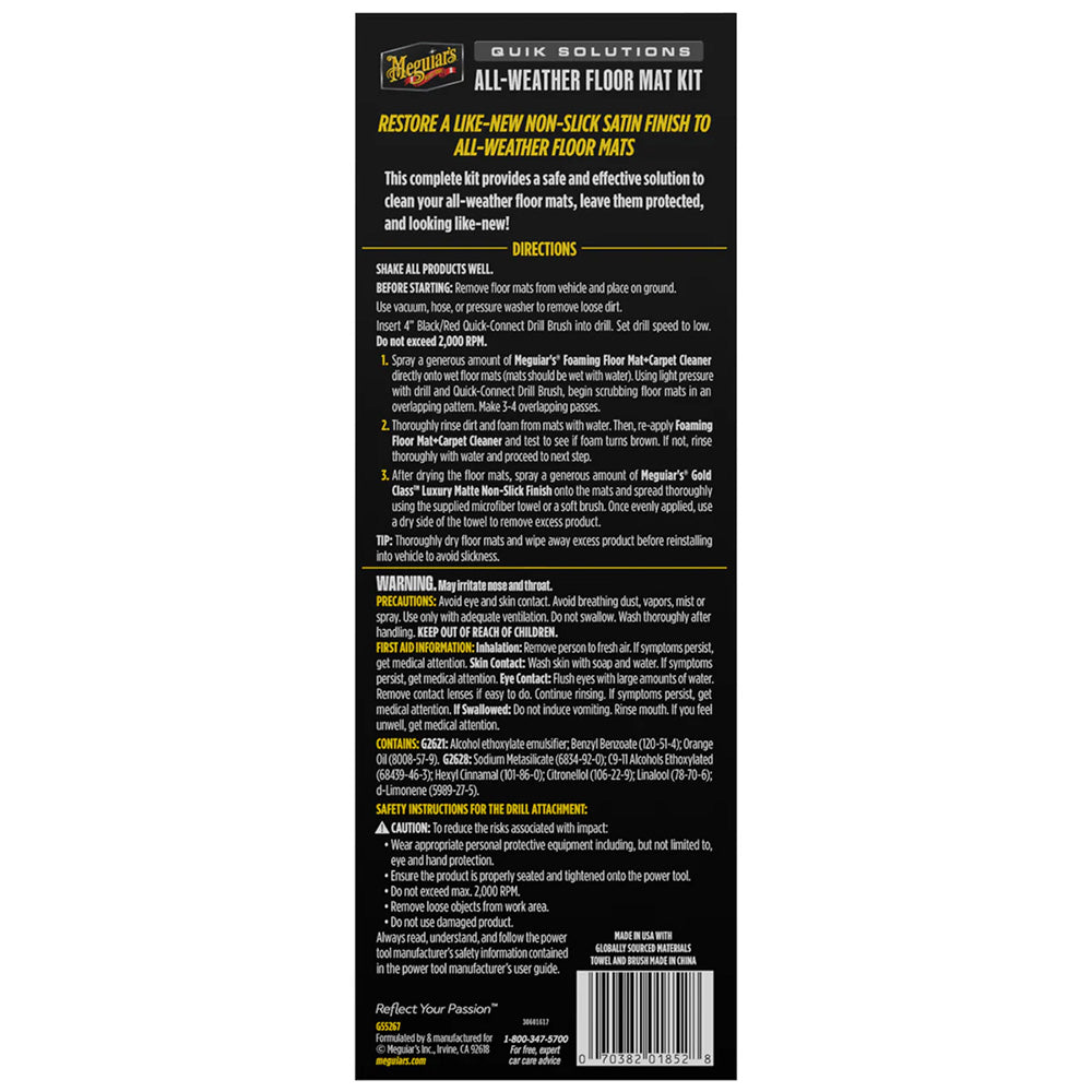Meguiars Quik Solutions AllWeather Floor Mat Kit G55267