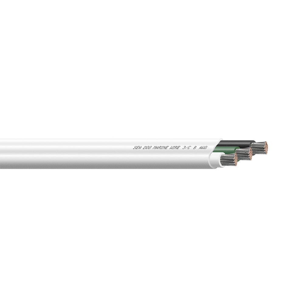 Sea-Dog 6/3 AWG Flat Triplex Wire - White/Green/Black - 50' - Professional Marine & Fishing Gear