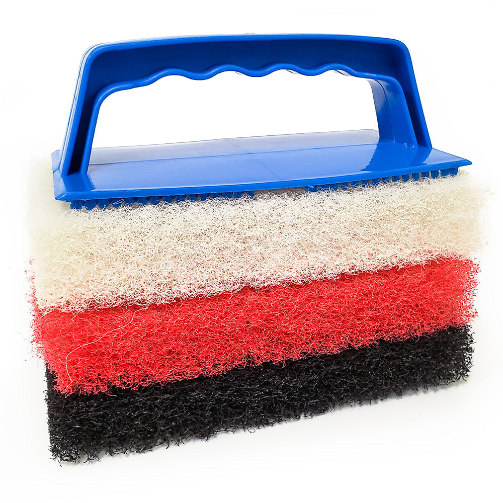 Star brite Large Multi-Texture Scrub Pad Kit w/Interchangeable Handle - Professional Marine & Fishing Gear