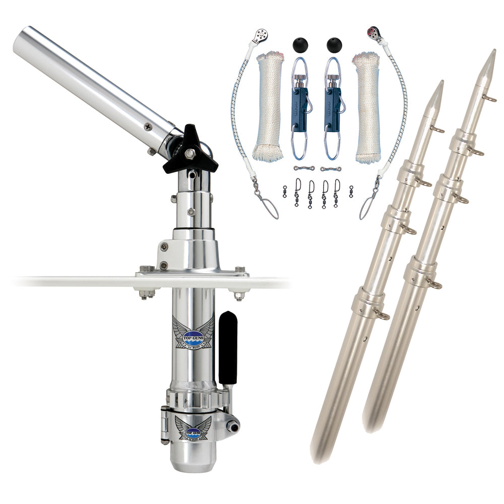 Rupp Classic Top Gun Outrigger Kit w/18' Poles & Complete Single Line Rigging Kit w/Klickers Release Clips - Professional Marine & Fishing Gear