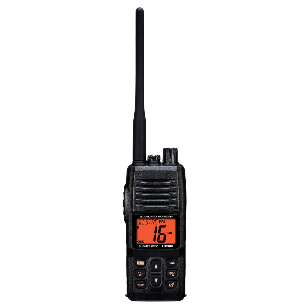 Standard Horizon HX380 5W Commercial Grade Submersible IPX-7 Handheld VHF Radio w/LMR Channels - Professional Marine & Fishing Gear
