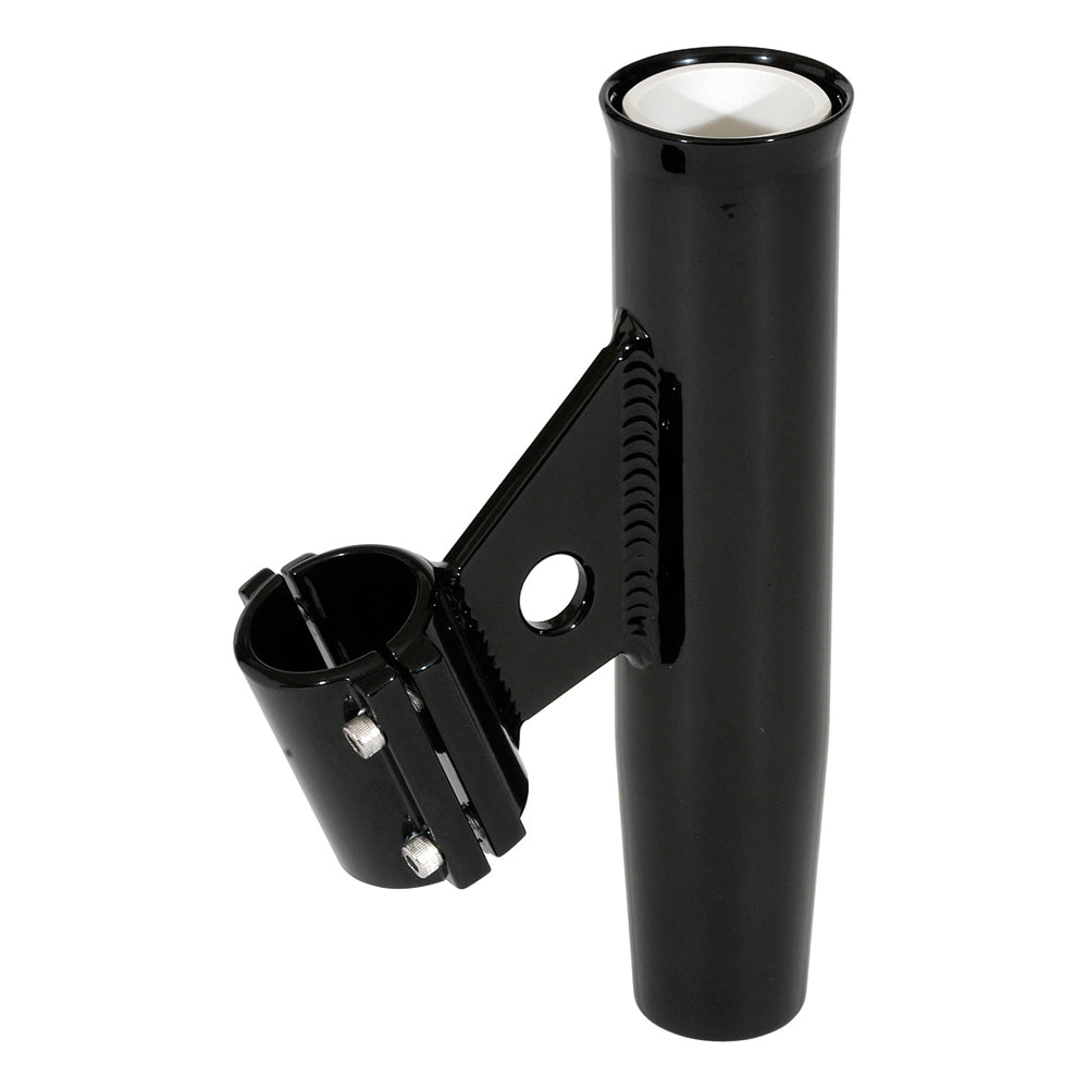 Lee's Clamp-On Rod Holder - Black Aluminum - Vertical Mount - Fits 1.050 O.D. Pipe - Professional Marine & Fishing Gear
