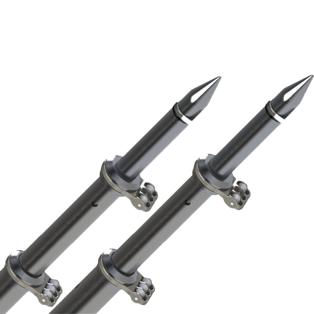 TACO 18 Deluxe Outrigger Poles w/Rollers - Silver/Black - Professional Marine & Fishing Gear