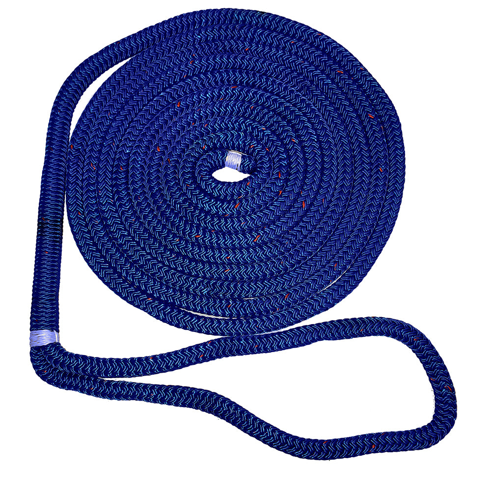 New England Ropes 1/2" Double Braid Dock Line - Blue w/Tracer - 15 - Professional Marine & Fishing Gear