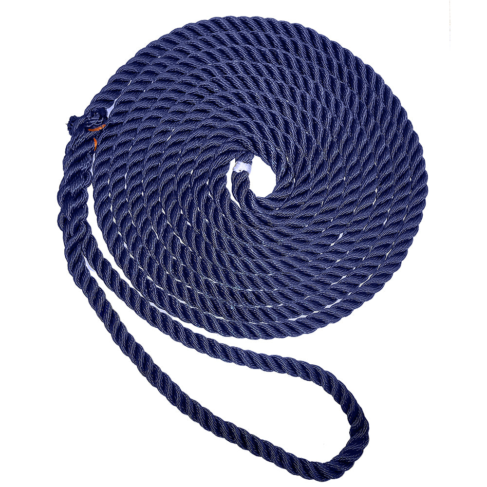 New England Ropes 1/2" Premium 3-Strand Dock Line - Navy Blue - 15 - Professional Marine & Fishing Gear
