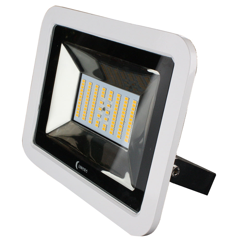 Lunasea 35W Slimline LED Floodlight, 12/24V, Cool White, 4800 Lumens, 3 Cord - White Housing - Professional Marine & Fishing Gear