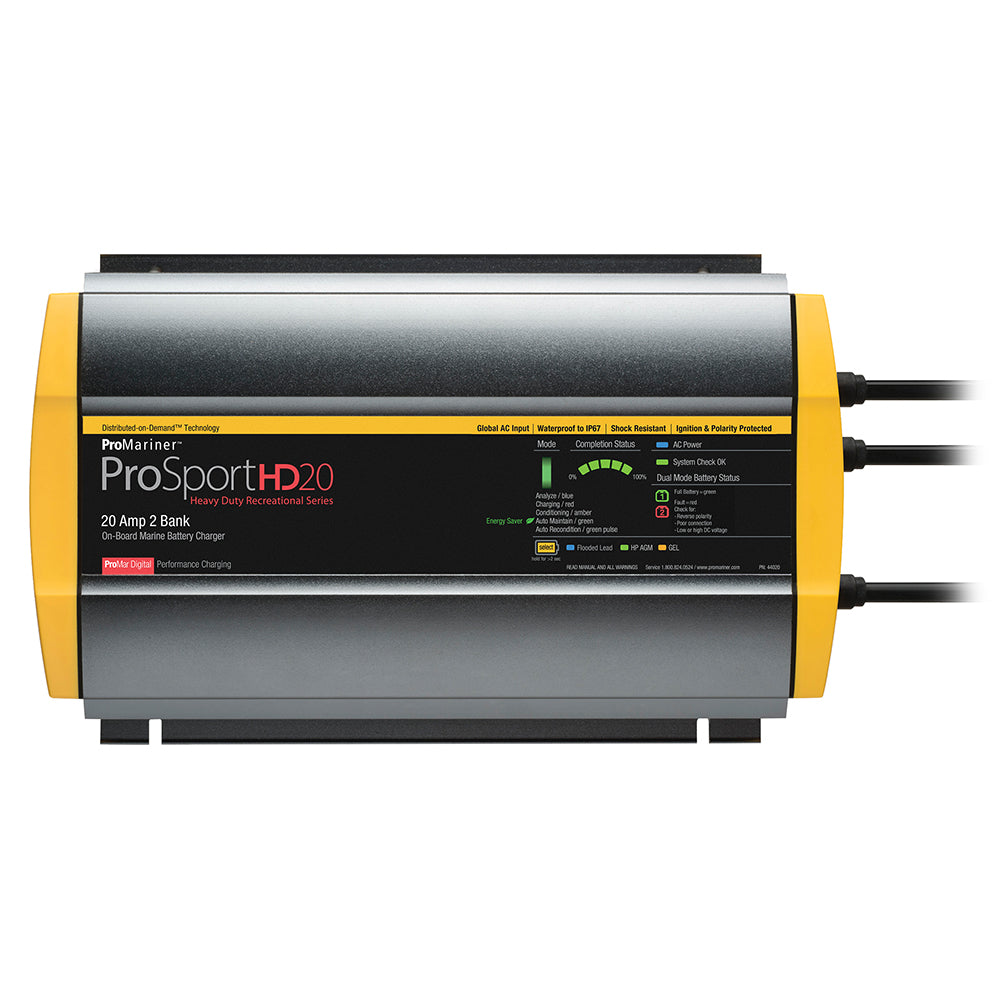 ProMariner ProSportHD 20 Gen 4 - 20 Amp - 2 Bank Battery Charger - Professional Marine & Fishing Gear