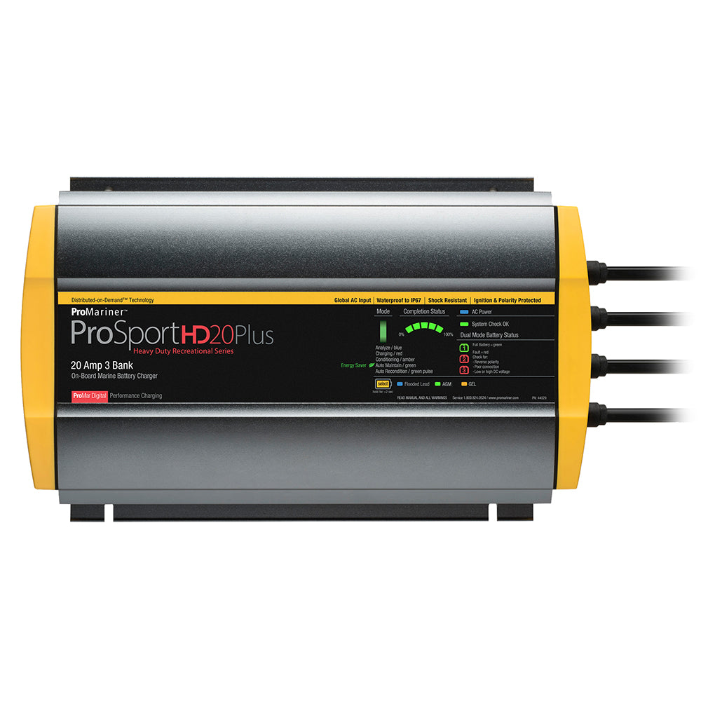 ProMariner ProSportHD 20 Plus Global Gen 4 - 20 Amp - 3-Bank Battery Charger - Professional Marine & Fishing Gear