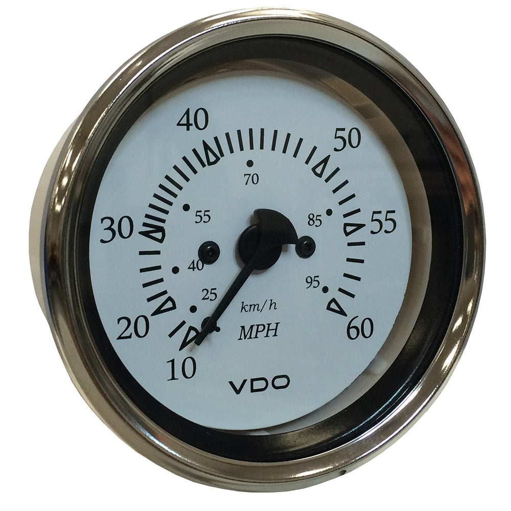 VDO Cockpit Marine 85MM (3-3/8") Pitot Speedometer - 0 to 60 MPH - White Dial/Chrome Bezel - Professional Marine & Fishing Gear