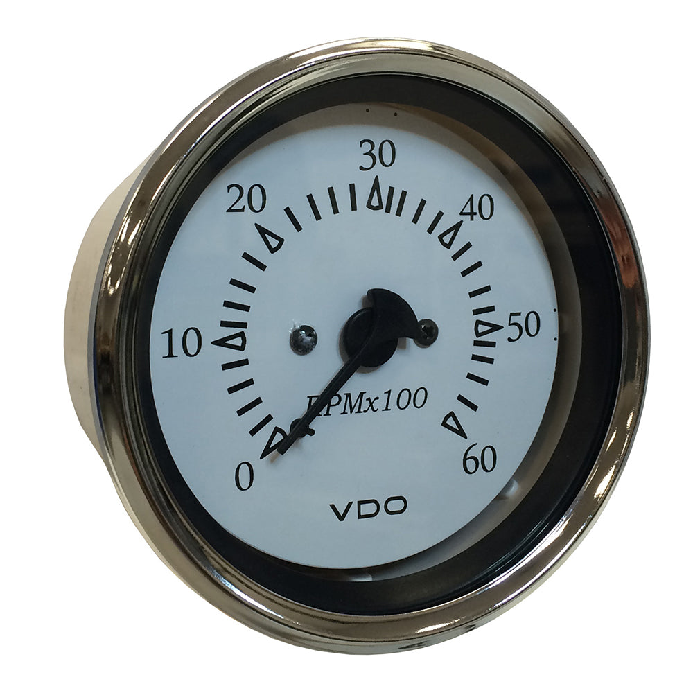 VDO Cockpit Marine 85MM (3-3/8") Sterndrive Tachometer - White Dial/Chrome Bezel - Professional Marine & Fishing Gear