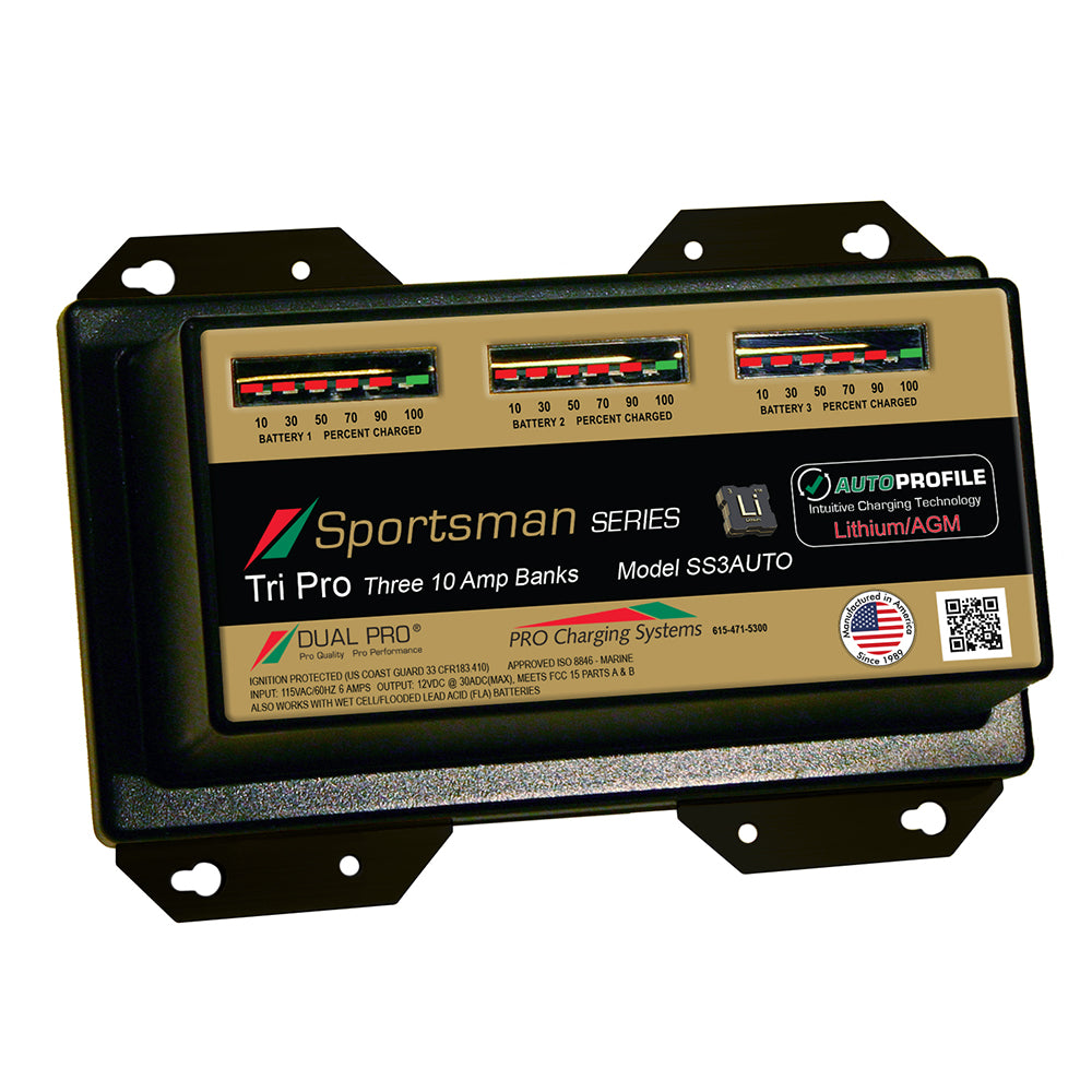 Dual Pro SS3 Auto 30A - 3-Bank Lithium/AGM Battery Charger - Professional Marine & Fishing Gear