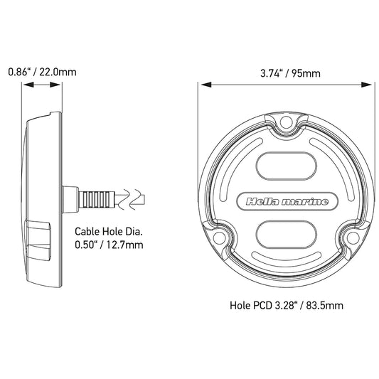 Hella Marine Apelo A2 Blue White Underwater Light - 3000 Lumens - Bronze Housing - White Lens w/Edge Light