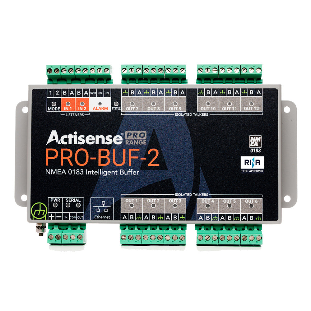 Actisense PRO NMEA 0183 Buffer - 2 OPTO Inputs, 12 ISO-Drive Outputs, Serial Port, Ethernet Port, Pluggable Screw Terminal - Professional Marine & Fishing Gear