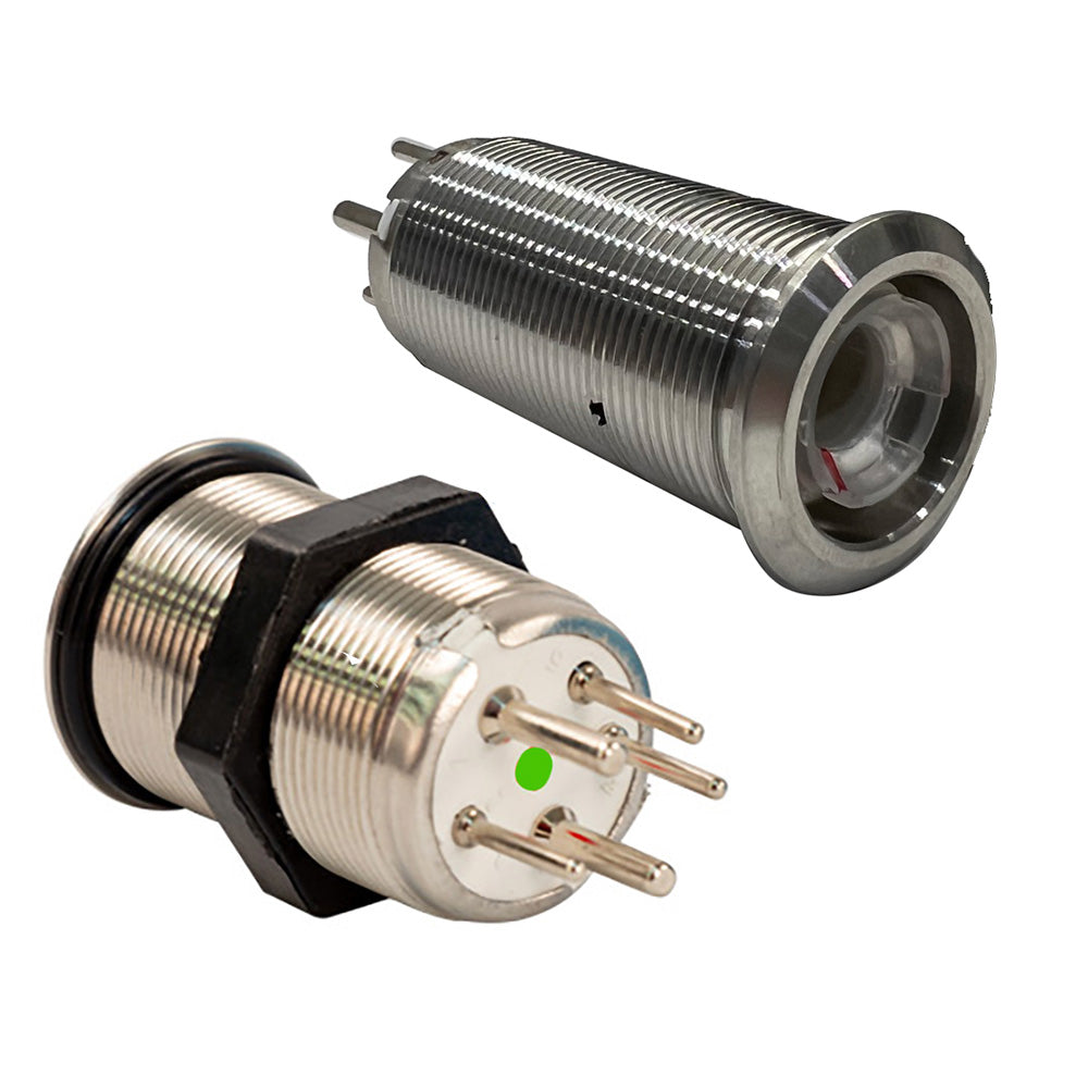 Bluewater 22mm Inrush Push Button Switch Momentary - Blue/Red LED - Switch Body Only - Professional Marine & Fishing Gear