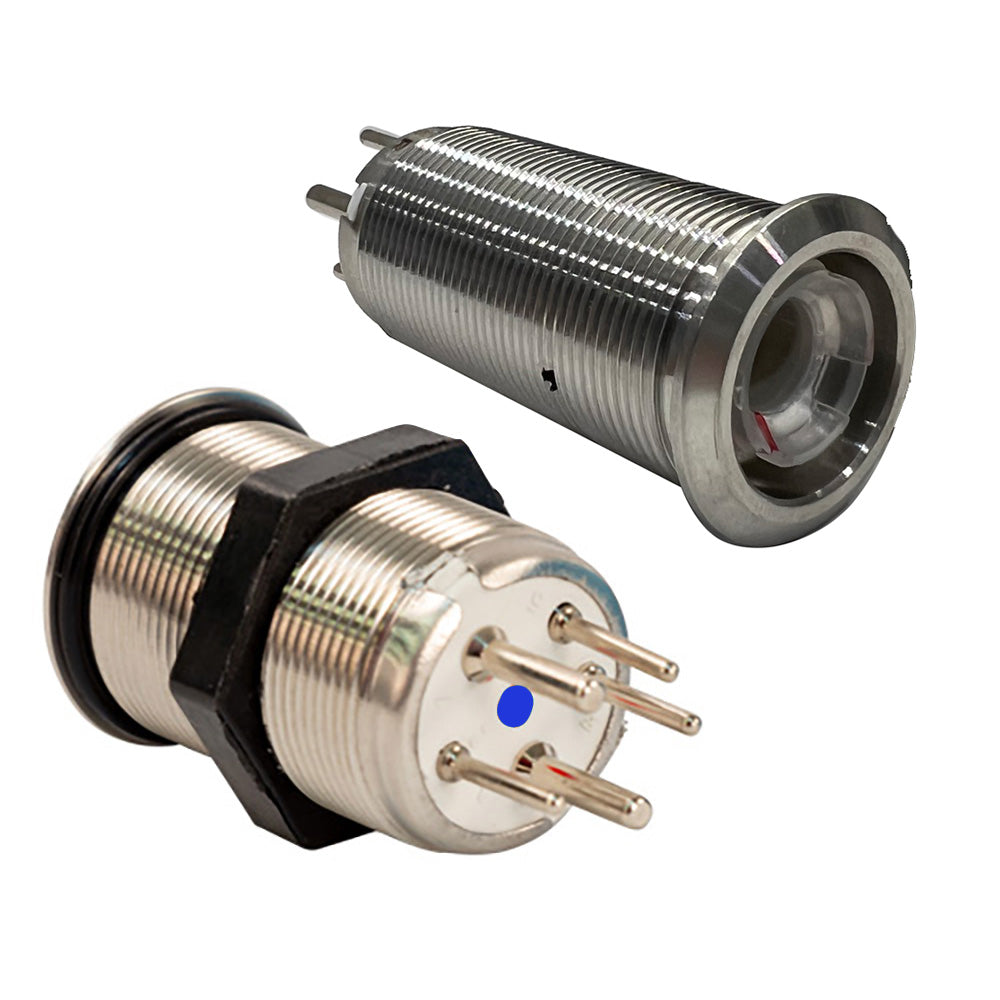 Bluewater 22mm Inrush Push Button Switch Off/On/On - Blue/Green/Red LED - Switch Body Only - Professional Marine & Fishing Gear
