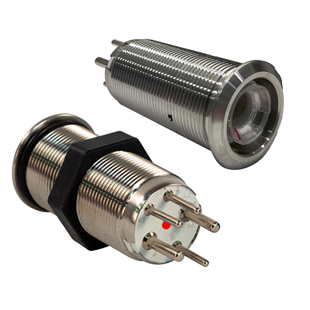 Bluewater 19mm Inrush Push Button Switch Off/On - Blue/Red LED - Switch Body Only - Professional Marine & Fishing Gear