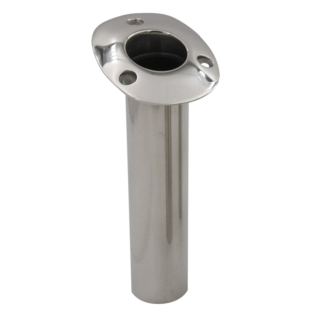 C.E. Smith 70 Series Standard Flush Mount Rod Holder - 15 Degree - Stainless Steel - Cast Bottom - Black Liner - Professional Marine & Fishing Gear