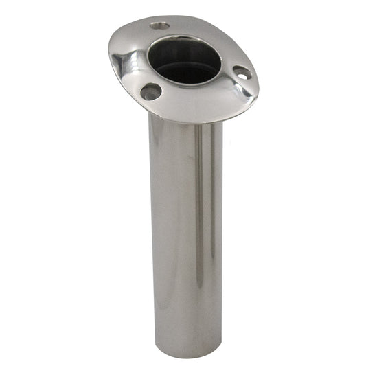 C.E. Smith 70 Series Standard Flush Mount Rod Holder - 15 Degree - Stainless Steel - Cast Bottom - Black Liner - Professional Marine & Fishing Gear