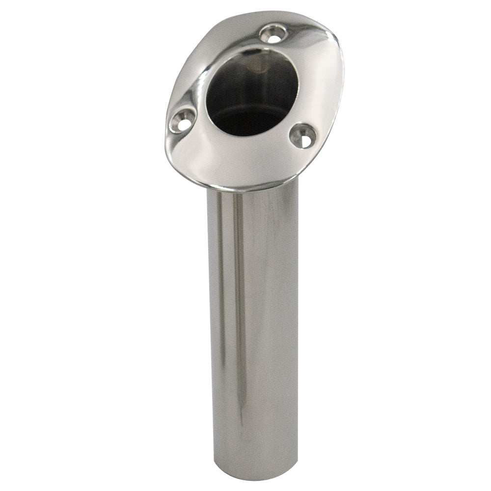 C.E. Smith 70 Series Standard Flush Mount Rod Holder - 30 Degree - Stainless Steel - Cast Bottom - Black Liner - Professional Marine & Fishing Gear