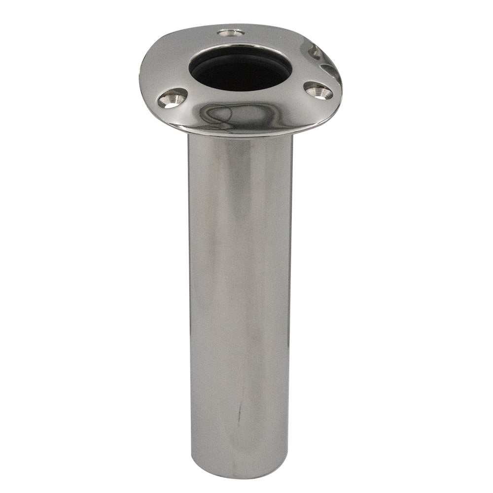 C.E. Smith 80 Series Standard Flush Mount Rod Holder - 0 Degree - Stainless Steel - Cast Bottom - Black Liner - Professional Marine & Fishing Gear