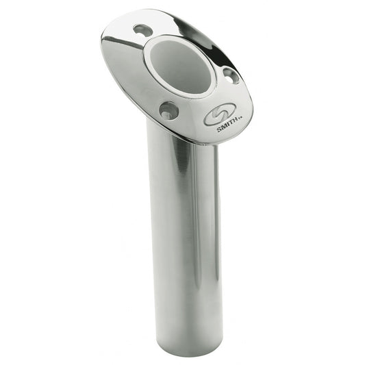 C.E. Smith Flush Mount Rod Holder - 30 Degree 9" Depth - Stainless Steel - Cast Bottom - White Vinyl Liner - Professional Marine & Fishing Gear