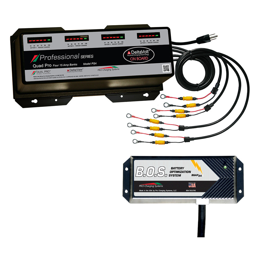 Dual Pro PS4 4 Bank Battery Charger w/3 Bank B.O.S. - Professional Marine & Fishing Gear