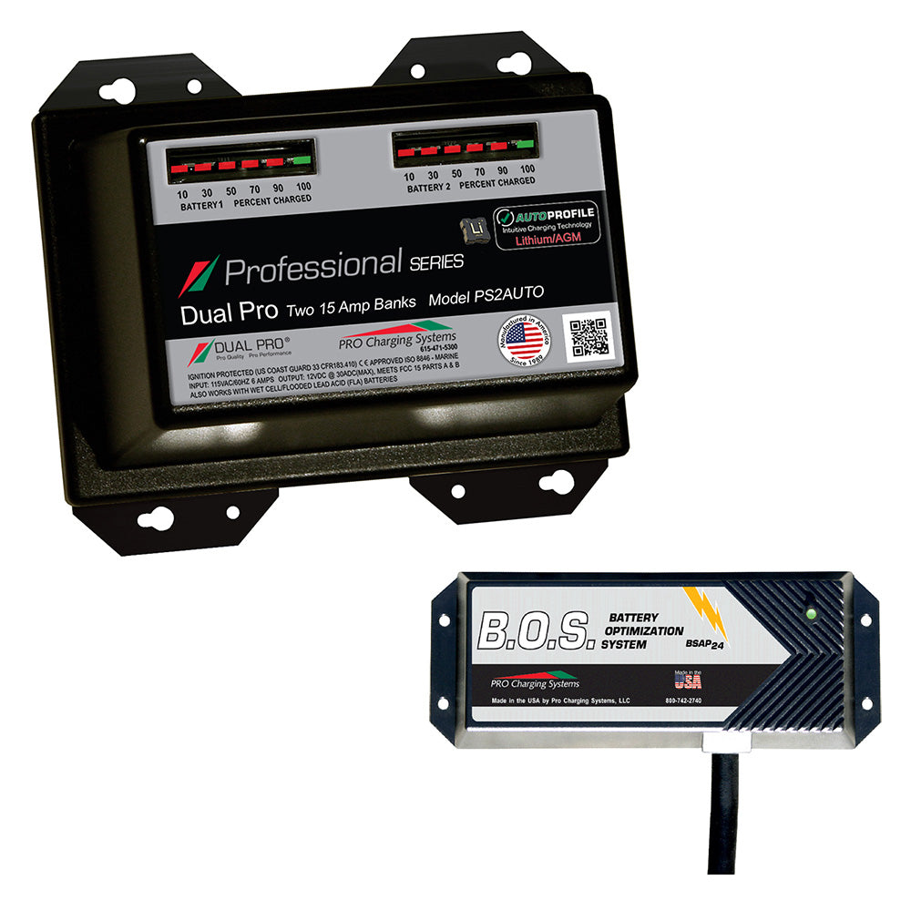 Dual Pro PS2 Auto 2 Bank Battery Charger w/2 Bank B.O.S. - Professional Marine & Fishing Gear