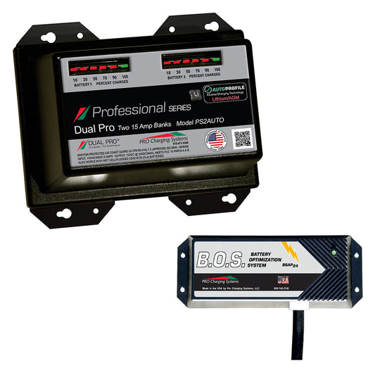 Dual Pro PS2 Auto 2 Bank Battery Charger w/2 Bank B.O.S. - Professional Marine & Fishing Gear