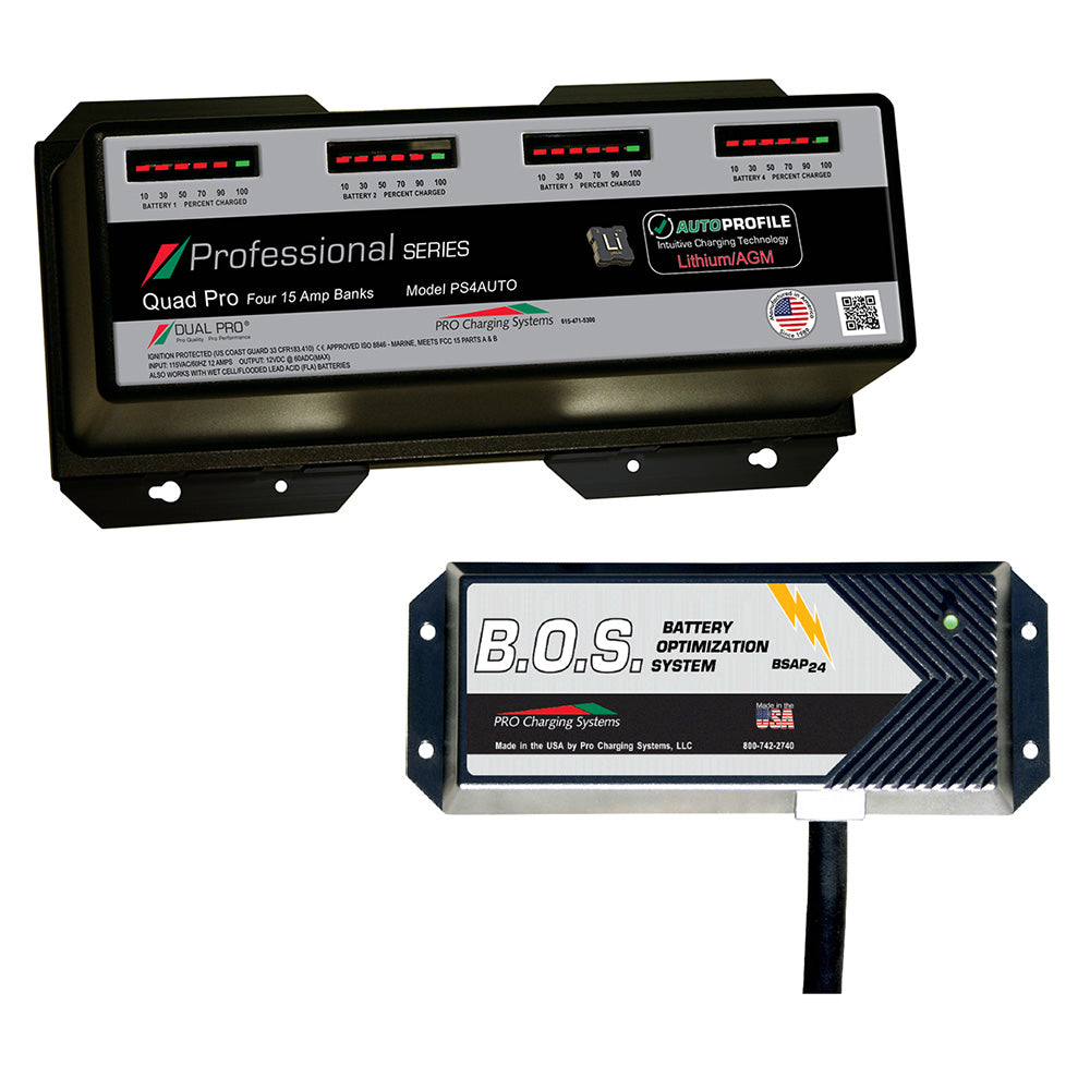 Dual Pro PS4 Auto 4 Bank Battery Charger w/3 Bank B.O.S. - Professional Marine & Fishing Gear