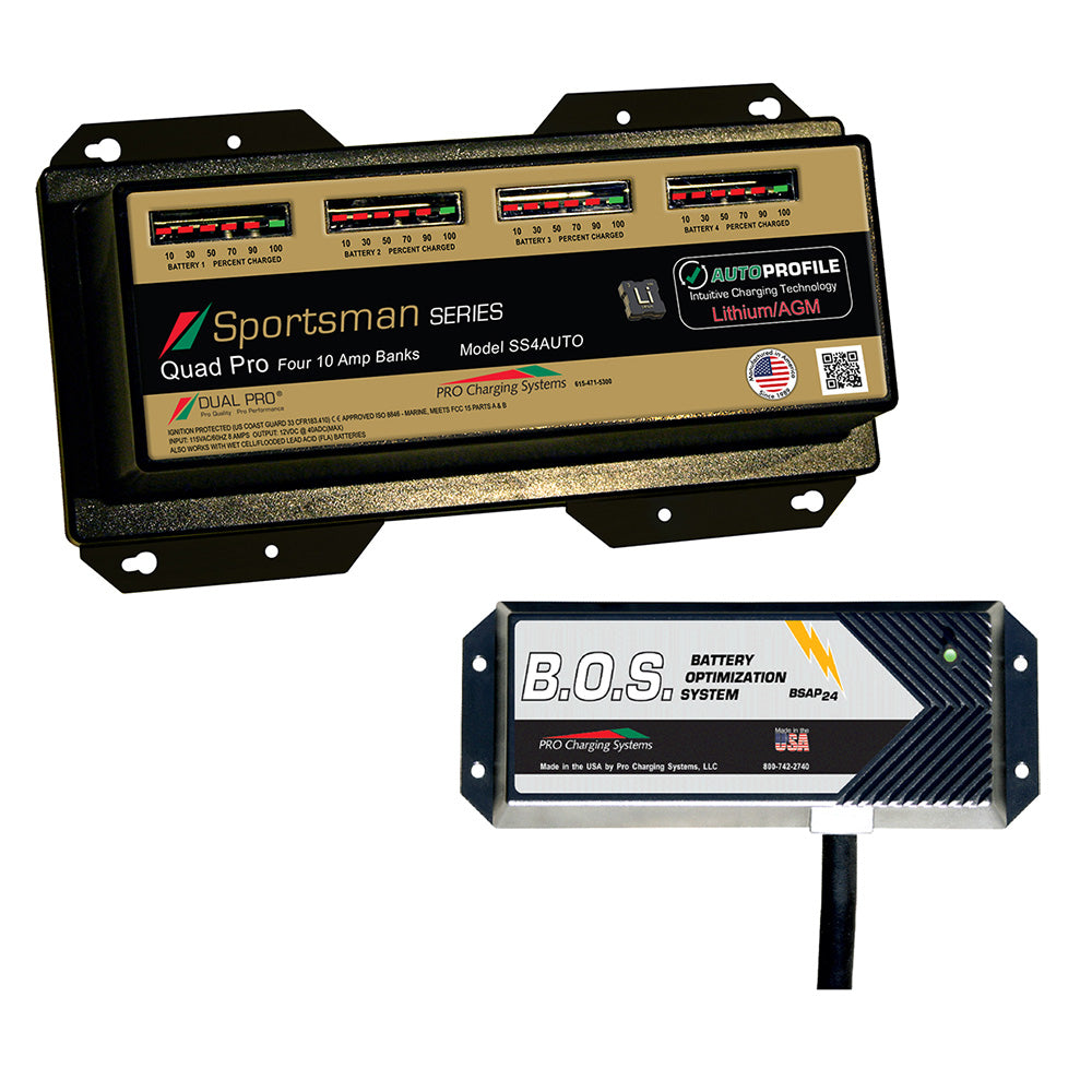 Dual Pro SS4 Auto 4 Bank Battery Charger w/3 Bank B.O.S. - Professional Marine & Fishing Gear