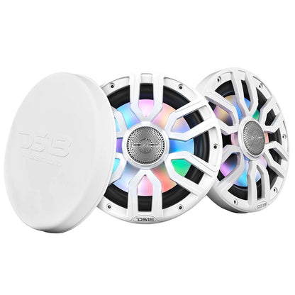 DS18 8 2Way Coaxial Marine Speakers wDigital LED Lights  Bullet Tweeter  White  175W 4Ohm NXLIQ8WH