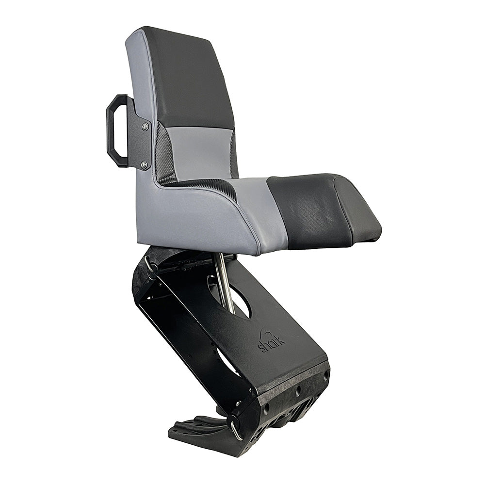 Shark EPIC Seat w/Flex Suspension - Grey Vinyl - Regular Handle - Professional Marine & Fishing Gear