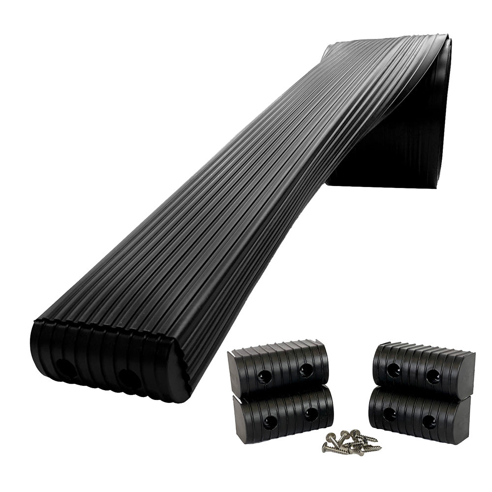 Caliber BunkWrap Kit - Black 16' x 2" x 4" Roll + 4 Caps + HRDW Roll + 4 Endcaps Stainless Steel Hardware - Professional Marine & Fishing Gear