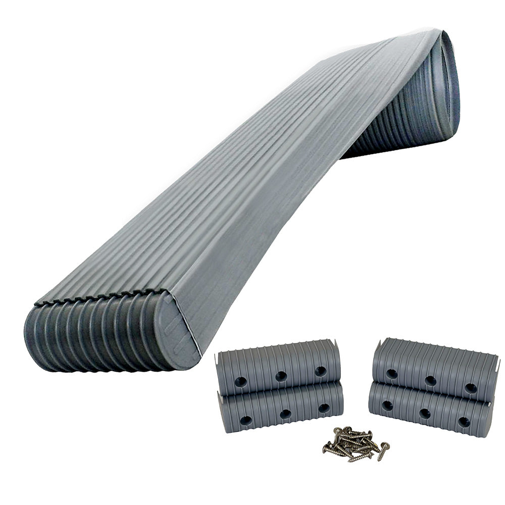 Caliber BunkWrap Kit - Grey 24' x 2" x 6" Roll + 4 Caps + HRDW Roll + 4 Endcaps Stainless Steel Hardware - Professional Marine & Fishing Gear