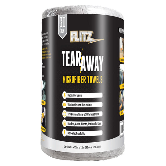 Flitz 12" x 12" Tear-Away Microfiber Towels - Grey *30-Pack - Professional Marine & Fishing Gear