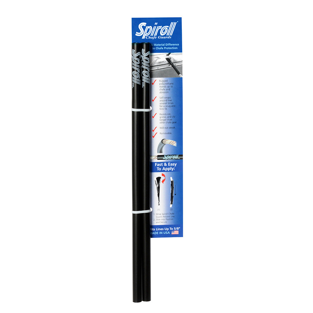 Spiroll Chafe Guard Black f/Lines up to 5/8" Diameter - Pair - Professional Marine & Fishing Gear