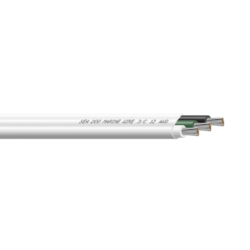 Sea-Dog 12/3 AWG Flat Triplex Wire - White/Green/Black - 100' - Professional Marine & Fishing Gear