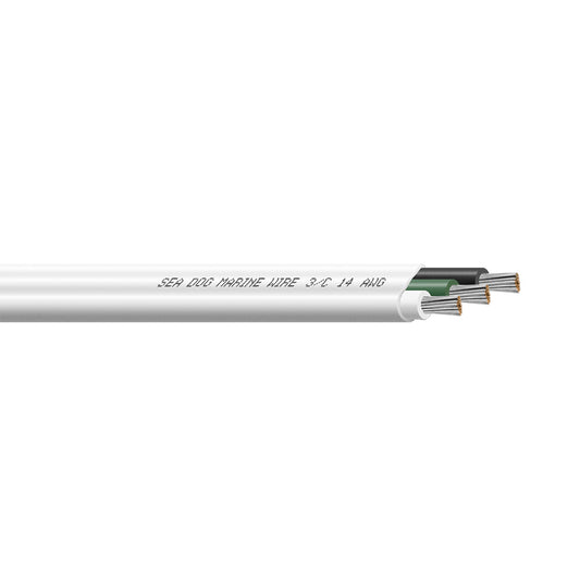Sea-Dog 14/3 AWG Flat Triplex Wire - White/Green/Black - 100' - Professional Marine & Fishing Gear