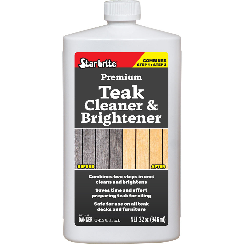 Star brite Premium Teak Cleaner Brightener - Restore Enhance Wood Grain - 32 oz - Professional Marine & Fishing Gear