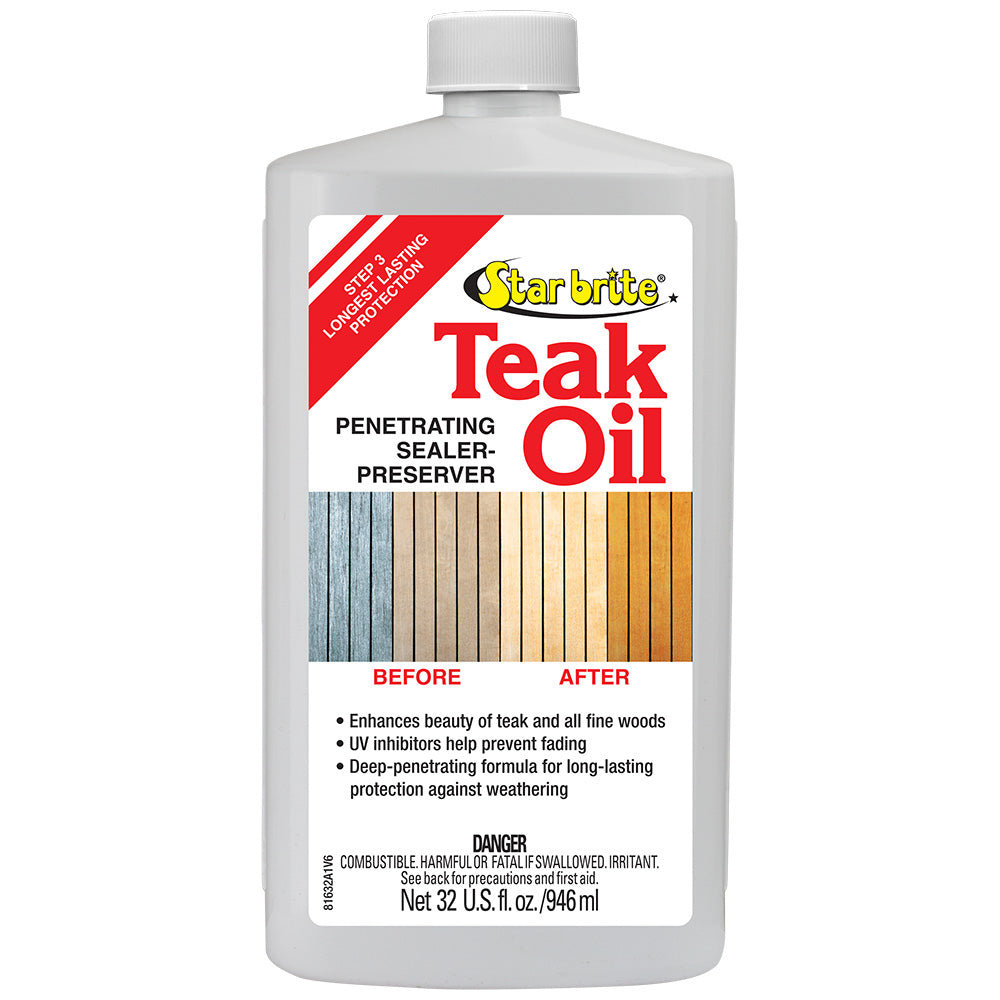 Star brite Teak Oil - Long Lasting, Penetrating, Sealer, Preserver w/UV Inhibitors - 32 oz - Professional Marine & Fishing Gear