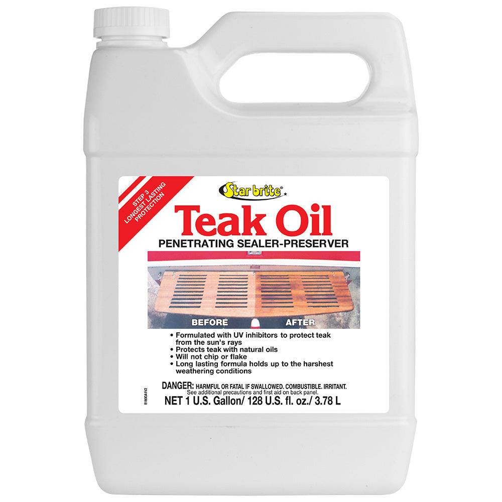 Star brite Teak Oil - Long Lasting, Penetrating, Sealer, Preserver w/UV Inhibitors - 1 Gallon - Professional Marine & Fishing Gear