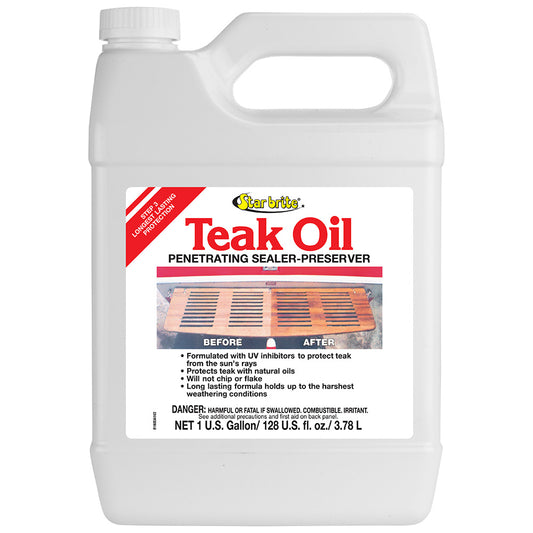 Star brite Teak Oil - Long Lasting, Penetrating, Sealer, Preserver w/UV Inhibitors - 1 Gallon - Professional Marine & Fishing Gear