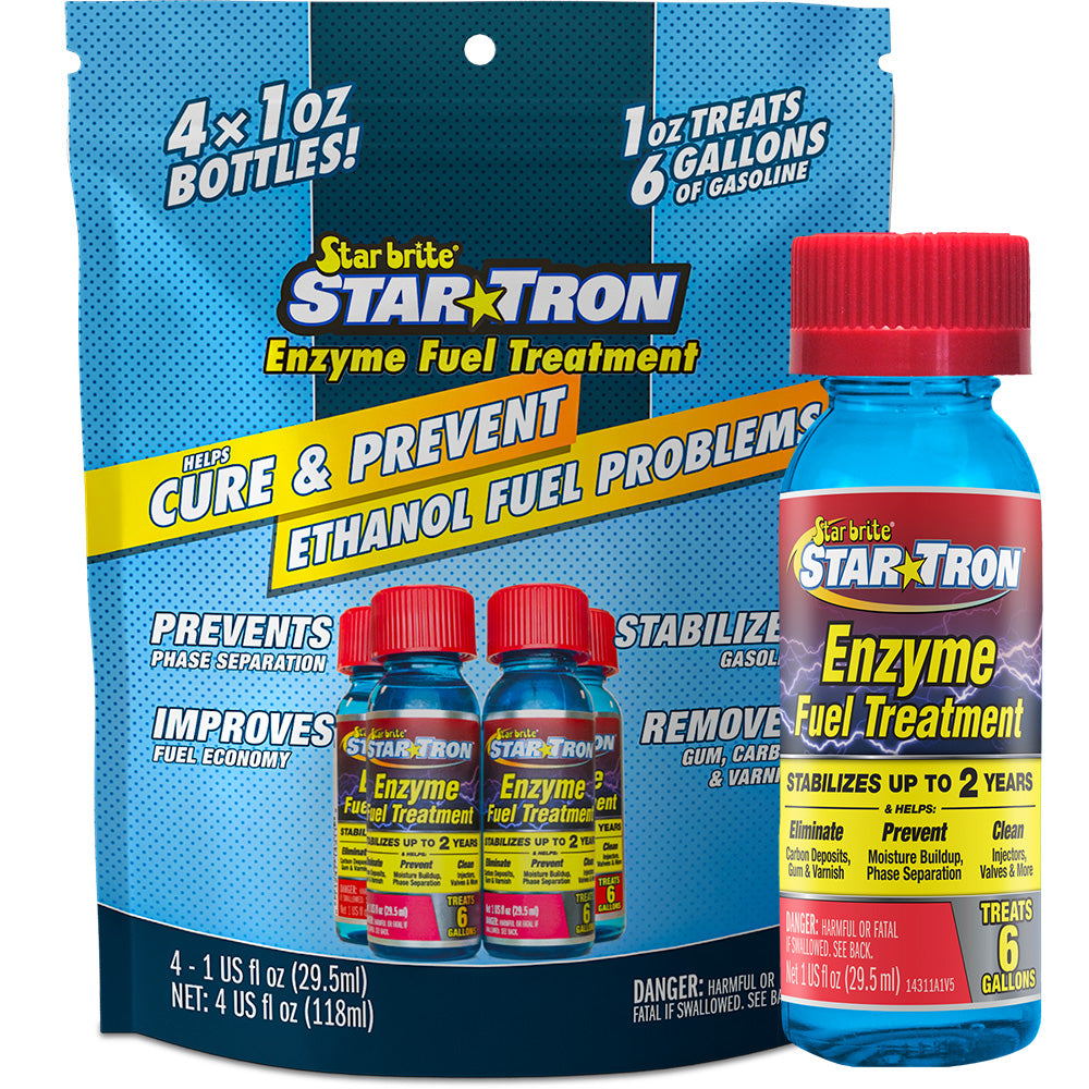 Star brite Star-Tron Enzyme Fuel Treatment - Classic Gas Formula - Contains (4) 1 oz Bottles - Professional Marine & Fishing Gear