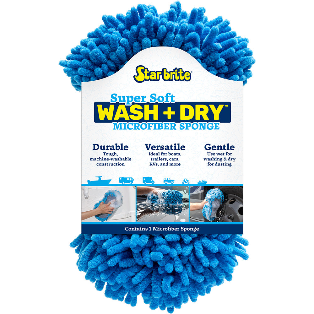Star brite Microfiber Reggae Sponge - Blue, Dual-Sided Scrubbing Dusting - Professional Marine & Fishing Gear