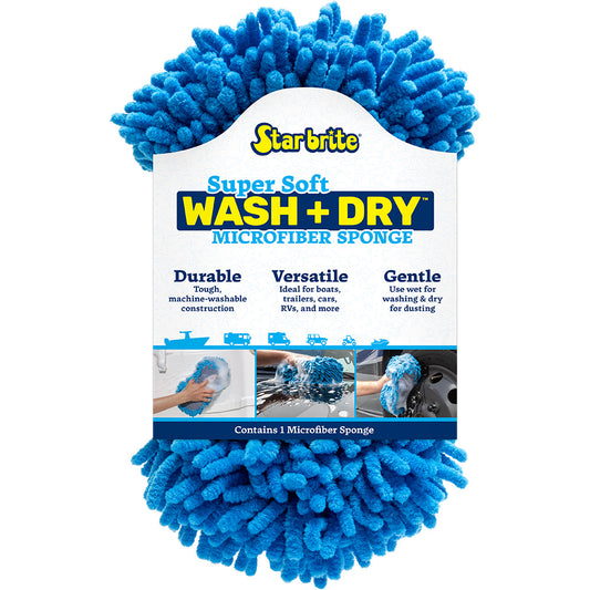 Star brite Microfiber Reggae Sponge - Blue, Dual-Sided Scrubbing Dusting - Professional Marine & Fishing Gear
