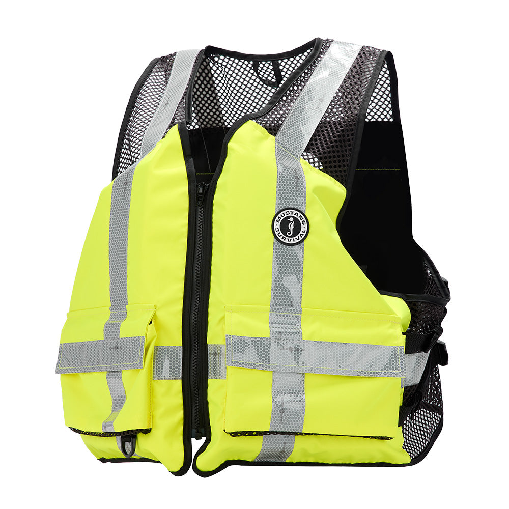 Mustang Industrial Mesh Vest - Hi-Vis Fluorescent Yellow Green - XXL/3XXL - Professional Marine & Fishing Gear