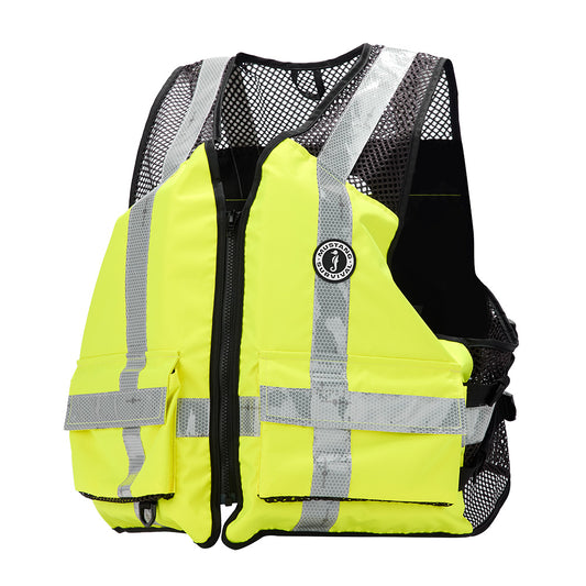 Mustang Industrial Mesh Vest - Hi-Vis Fluorescent Yellow Green - XXL/3XXL - Professional Marine & Fishing Gear
